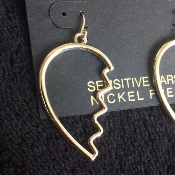 Silver Tone Broken Heart Earrings - Picture 2 of 6